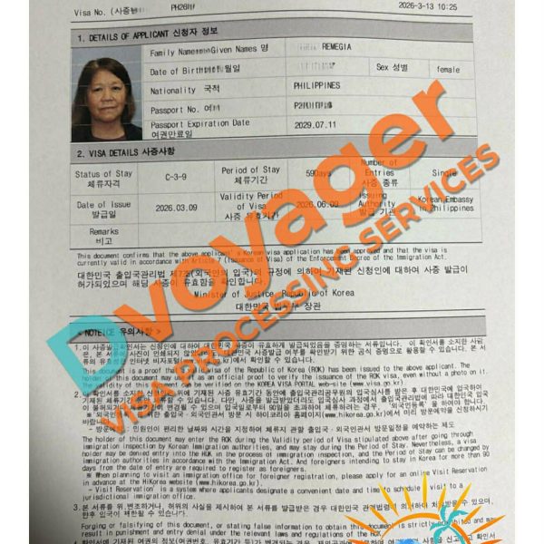 Visa Processing Services approved